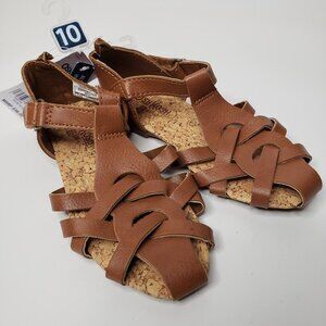 NWT OshKosh B'gosh Brown Woven Strap Cork Pattern Sandals 10